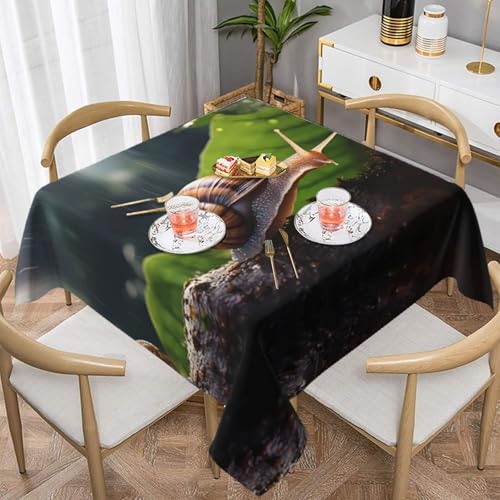 WZYWHJ Quadratische dekorative Tischdecke, 137,2 x 137,2 cm, waschbar, wiederverwendbar, Schnecke auf einem Blatt, bedruckt WZYWHJ Quadratische dekorative Tischdecke, 137,2 x 137,2 cm, waschbar, wiederverwendbar, Schnecke auf einem Blatt, bedruckt von WZYWHJ