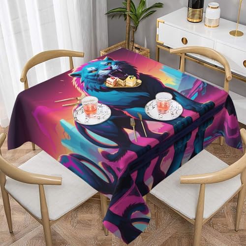 WZYWHJ Quadratische dekorative Tischdecke, 137,2 x 137,2 cm, waschbar, wiederverwendbar, Synthwave Sabertooth Muster WZYWHJ Quadratische dekorative Tischdecke, 137,2 x 137,2 cm, waschbar, wiederverwendbar, Synthwave Sabertooth Muster von WZYWHJ