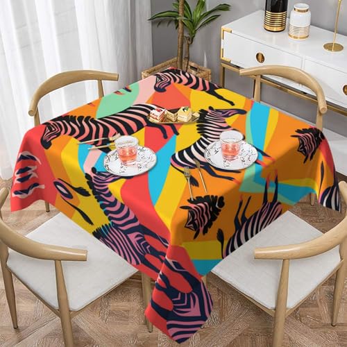 WZYWHJ Quadratische dekorative Tischdecke, 137,2 x 137,2 cm, waschbar, wiederverwendbar, bunter Hintergrund, Zebrabild WZYWHJ Quadratische dekorative Tischdecke, 137,2 x 137,2 cm, waschbar, wiederverwendbar, bunter Hintergrund, Zebrabild von WZYWHJ