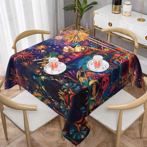 WZYWHJ Quadratische dekorative Tischdecke, 137,2 x 137,2 cm, waschbar, wiederverwendbar, buntes Feuerwerksmuster WZYWHJ Quadratische dekorative Tischdecke, 137,2 x 137,2 cm, waschbar, wiederverwendbar, buntes Feuerwerksmuster von WZYWHJ