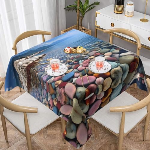 WZYWHJ Quadratische dekorative Tischdecke, 137,2 x 137,2 cm, waschbar, wiederverwendbar, buntes Kieselsteinmuster WZYWHJ Quadratische dekorative Tischdecke, 137,2 x 137,2 cm, waschbar, wiederverwendbar, buntes Kieselsteinmuster von WZYWHJ