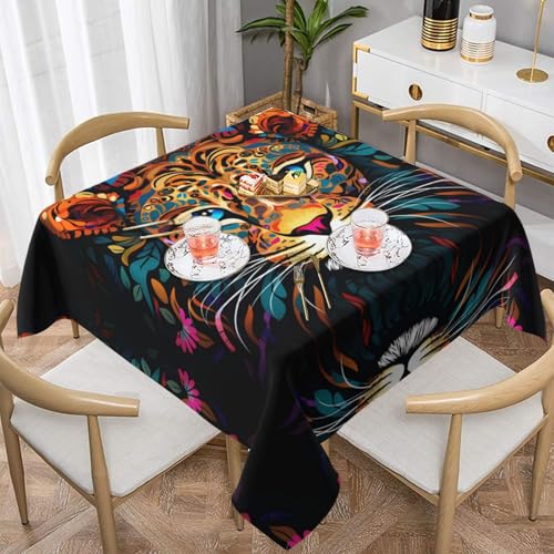 WZYWHJ Quadratische dekorative Tischdecke, 137,2 x 137,2 cm, waschbar, wiederverwendbar, buntes Leopardenkopfbild WZYWHJ Quadratische dekorative Tischdecke, 137,2 x 137,2 cm, waschbar, wiederverwendbar, buntes Leopardenkopfbild von WZYWHJ