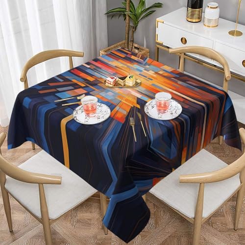 WZYWHJ Quadratische dekorative Tischdecke, 137,2 x 137,2 cm, waschbar, wiederverwendbar, buntes geometrisches Muster WZYWHJ Quadratische dekorative Tischdecke, 137,2 x 137,2 cm, waschbar, wiederverwendbar, buntes geometrisches Muster von WZYWHJ