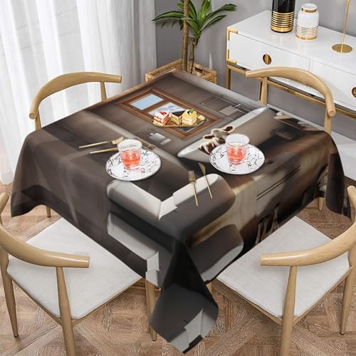 WZYWHJ Quadratische dekorative Tischdecke, 137,2 x 137,2 cm, waschbar, wiederverwendbar, für Badezimmer, Alpen-Kuh von WZYWHJ