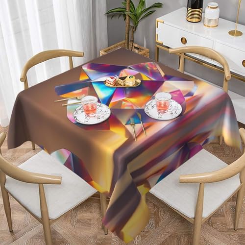 WZYWHJ Quadratische dekorative Tischdecke, 137,2 x 137,2 cm, waschbar, wiederverwendbar, holografisches Origami-Bild WZYWHJ Quadratische dekorative Tischdecke, 137,2 x 137,2 cm, waschbar, wiederverwendbar, holografisches Origami-Bild von WZYWHJ