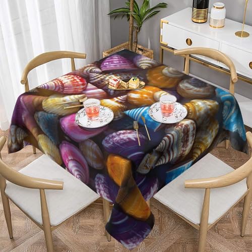 WZYWHJ Quadratische dekorative Tischdecke, 137,2 x 137,2 cm, waschbar, wiederverwendbar, kleines Muschelbild von WZYWHJ