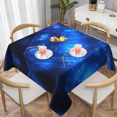 WZYWHJ Quadratische dekorative Tischdecke, 137,2 x 137,2 cm, waschbar, wiederverwendbar, leuchtendes Blaudruckbild WZYWHJ Quadratische dekorative Tischdecke, 137,2 x 137,2 cm, waschbar, wiederverwendbar, leuchtendes Blaudruckbild von WZYWHJ