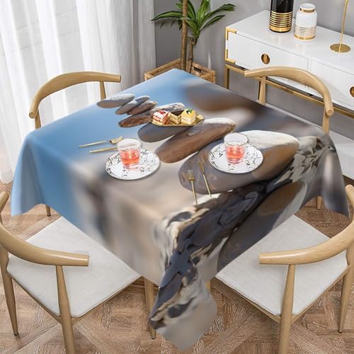 WZYWHJ Quadratische dekorative Tischdecke, 137,2 x 137,2 cm, waschbar, wiederverwendbar, mit Felsdruck WZYWHJ Quadratische dekorative Tischdecke, 137,2 x 137,2 cm, waschbar, wiederverwendbar, mit Felsdruck von WZYWHJ
