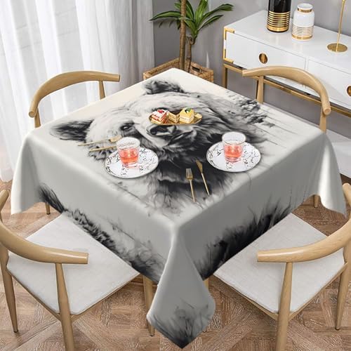 WZYWHJ Quadratische dekorative Tischdecke, 137,2 x 137,2 cm, waschbar, wiederverwendbar, mit Skizzenbär-Aufdruck WZYWHJ Quadratische dekorative Tischdecke, 137,2 x 137,2 cm, waschbar, wiederverwendbar, mit Skizzenbär-Aufdruck von WZYWHJ