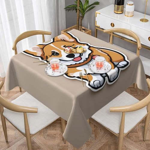 WZYWHJ Quadratische dekorative Tischdecke, 137,2 x 137,2 cm, waschbar, wiederverwendbar, niedlicher Corgi-Pot, bedruckt WZYWHJ Quadratische dekorative Tischdecke, 137,2 x 137,2 cm, waschbar, wiederverwendbar, niedlicher Corgi-Pot, bedruckt von WZYWHJ