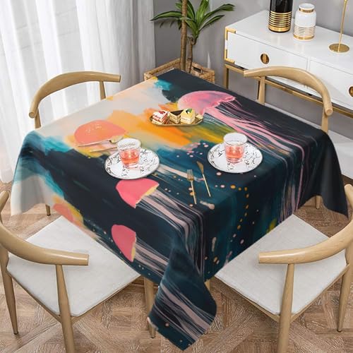 WZYWHJ Quadratische dekorative Tischdecke, 137,2 x 137,2 cm, waschbar, wiederverwendbar, personalisierbar, Graffiti-Quallen bedruckt WZYWHJ Quadratische dekorative Tischdecke, 137,2 x 137,2 cm, waschbar, wiederverwendbar, personalisierbar, Graffiti-Quallen bedruckt von WZYWHJ