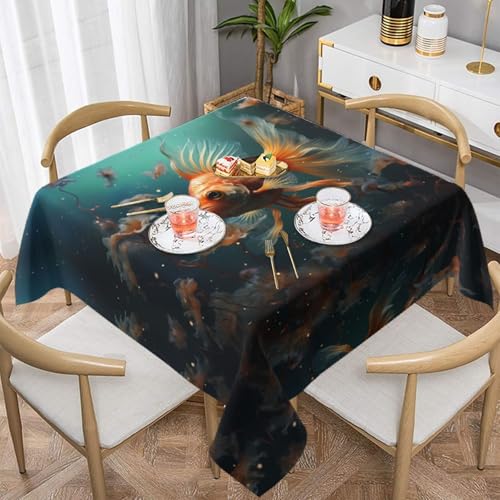 WZYWHJ Quadratische dekorative Tischdecke, 137,2 x 137,2 cm, waschbar, wiederverwendbar, schöner kleiner Goldfisch-Druck WZYWHJ Quadratische dekorative Tischdecke, 137,2 x 137,2 cm, waschbar, wiederverwendbar, schöner kleiner Goldfisch-Druck von WZYWHJ