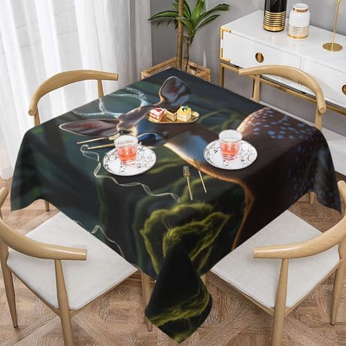 WZYWHJ Quadratische dekorative Tischdecke, 137,2 x 137,2 cm, waschbar, wiederverwendbar, schönes Hirschmuster WZYWHJ Quadratische dekorative Tischdecke, 137,2 x 137,2 cm, waschbar, wiederverwendbar, schönes Hirschmuster von WZYWHJ
