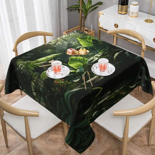 WZYWHJ Quadratische dekorative Tischdecke, 137,2 x 137,2 cm, waschbar und wiederverwendbar, Motiv: grüne tropische Dschungelpflanze WZYWHJ Quadratische dekorative Tischdecke, 137,2 x 137,2 cm, waschbar und wiederverwendbar, Motiv: grüne tropische Dschungelpflanze von WZYWHJ
