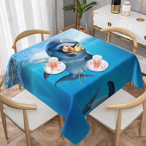 WZYWHJ Quadratische dekorative Tischdecke, 137,2 x 137,2 cm, waschbar und wiederverwendbar, lustiger Delfin, bedruckt WZYWHJ Quadratische dekorative Tischdecke, 137,2 x 137,2 cm, waschbar und wiederverwendbar, lustiger Delfin, bedruckt von WZYWHJ