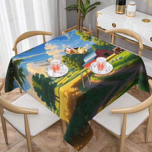 WZYWHJ Quadratische dekorative Tischdecke, 137,2 x 137,2 cm, waschbare und wiederverwendbare Bauernhof-Landschaftsmuster WZYWHJ Quadratische dekorative Tischdecke, 137,2 x 137,2 cm, waschbare und wiederverwendbare Bauernhof-Landschaftsmuster von WZYWHJ
