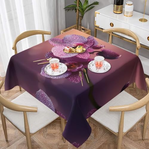 WZYWHJ Quadratische dekorative Tischdecke, 137,2 x 137,2 cm, waschbare und wiederverwendbare Orchideen mit Wasserdruck WZYWHJ Quadratische dekorative Tischdecke, 137,2 x 137,2 cm, waschbare und wiederverwendbare Orchideen mit Wasserdruck von WZYWHJ