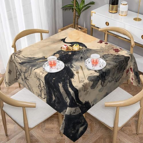 WZYWHJ Quadratische dekorative Tischdecke, 137,2 x 137,2 cm, waschbare und wiederverwendbare Tinte, Phoenix-Bild WZYWHJ Quadratische dekorative Tischdecke, 137,2 x 137,2 cm, waschbare und wiederverwendbare Tinte, Phoenix-Bild von WZYWHJ