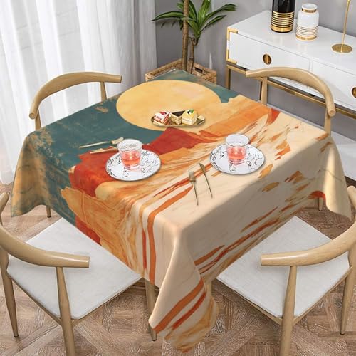 WZYWHJ Quadratische dekorative Tischdecke, 137,2 x 137,2 cm, waschbare und wiederverwendbare Wüstenmuster von WZYWHJ