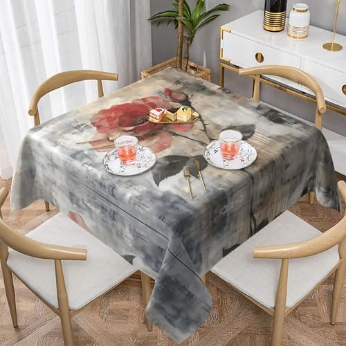 WZYWHJ Quadratische dekorative Tischdecke, 137,2 x 137,2 cm, waschbare und wiederverwendbare rosa Rosen in Blüten WZYWHJ Quadratische dekorative Tischdecke, 137,2 x 137,2 cm, waschbare und wiederverwendbare rosa Rosen in Blüten von WZYWHJ