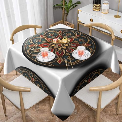 WZYWHJ Quadratische dekorative Tischdecke, 152,4 x 152,4 cm, waschbar, wiederverwendbar, Abzeichen-Druck, Texturmuster WZYWHJ Quadratische dekorative Tischdecke, 152,4 x 152,4 cm, waschbar, wiederverwendbar, Abzeichen-Druck, Texturmuster von WZYWHJ