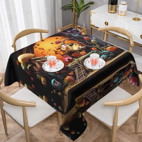 WZYWHJ Quadratische dekorative Tischdecke, 152,4 x 152,4 cm, waschbar, wiederverwendbar, Cartoon-Kunstdruck WZYWHJ Quadratische dekorative Tischdecke, 152,4 x 152,4 cm, waschbar, wiederverwendbar, Cartoon-Kunstdruck von WZYWHJ