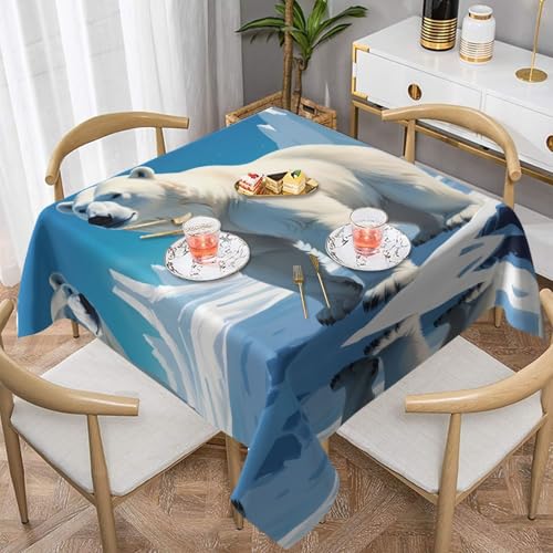WZYWHJ Quadratische dekorative Tischdecke, 152,4 x 152,4 cm, waschbar, wiederverwendbar, Eisbär-Muster WZYWHJ Quadratische dekorative Tischdecke, 152,4 x 152,4 cm, waschbar, wiederverwendbar, Eisbär-Muster von WZYWHJ