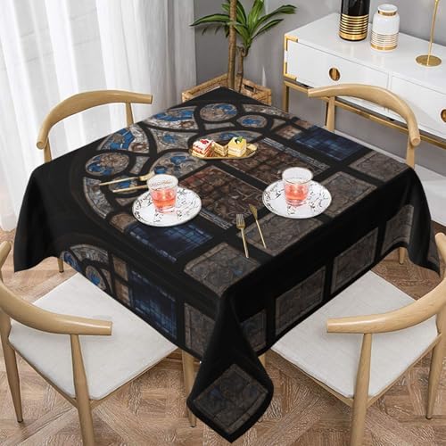 WZYWHJ Quadratische dekorative Tischdecke, 152,4 x 152,4 cm, waschbar, wiederverwendbar, Gothic-Buntglasdrucke WZYWHJ Quadratische dekorative Tischdecke, 152,4 x 152,4 cm, waschbar, wiederverwendbar, Gothic-Buntglasdrucke von WZYWHJ