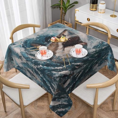 WZYWHJ Quadratische dekorative Tischdecke, 152,4 x 152,4 cm, waschbar, wiederverwendbar, Hai in den Wellen, bedruckt WZYWHJ Quadratische dekorative Tischdecke, 152,4 x 152,4 cm, waschbar, wiederverwendbar, Hai in den Wellen, bedruckt von WZYWHJ
