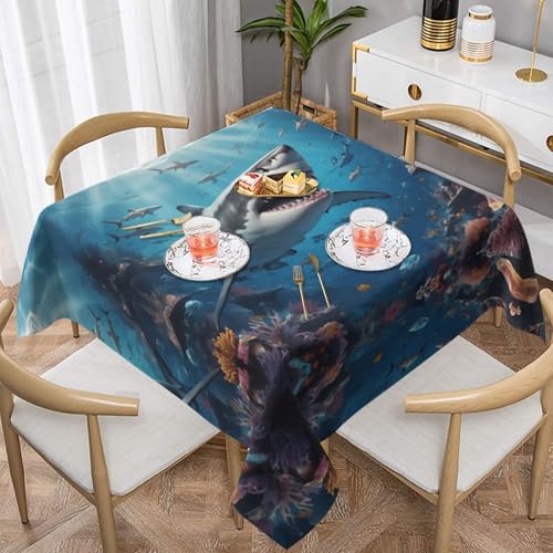 WZYWHJ Quadratische dekorative Tischdecke, 152,4 x 152,4 cm, waschbar, wiederverwendbar, Haifischmuster WZYWHJ Quadratische dekorative Tischdecke, 152,4 x 152,4 cm, waschbar, wiederverwendbar, Haifischmuster von WZYWHJ