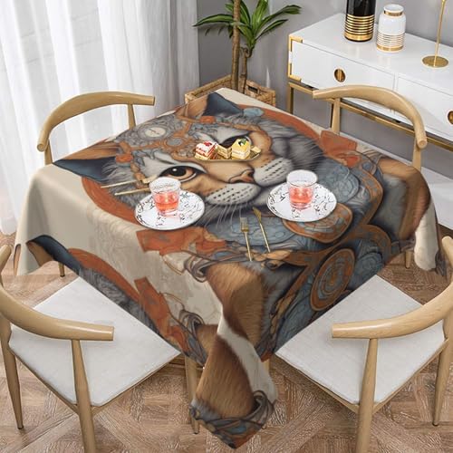 WZYWHJ Quadratische dekorative Tischdecke, 152,4 x 152,4 cm, waschbar, wiederverwendbar, Katzenaugen-Aufdruck WZYWHJ Quadratische dekorative Tischdecke, 152,4 x 152,4 cm, waschbar, wiederverwendbar, Katzenaugen-Aufdruck von WZYWHJ