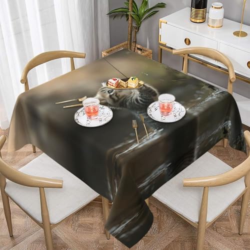 WZYWHJ Quadratische dekorative Tischdecke, 152,4 x 152,4 cm, waschbar, wiederverwendbar, Katzenfischmuster WZYWHJ Quadratische dekorative Tischdecke, 152,4 x 152,4 cm, waschbar, wiederverwendbar, Katzenfischmuster von WZYWHJ
