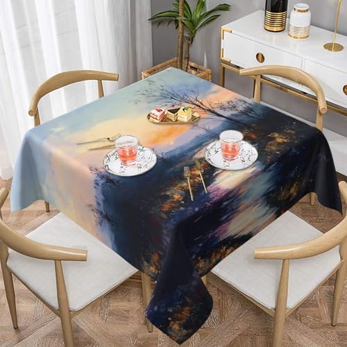 WZYWHJ Quadratische dekorative Tischdecke, 152,4 x 152,4 cm, waschbar, wiederverwendbar, Landstraßenmuster WZYWHJ Quadratische dekorative Tischdecke, 152,4 x 152,4 cm, waschbar, wiederverwendbar, Landstraßenmuster von WZYWHJ