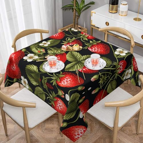 WZYWHJ Quadratische dekorative Tischdecke, 152,4 x 152,4 cm, waschbar, wiederverwendbar, Motiv Erdbeere WZYWHJ Quadratische dekorative Tischdecke, 152,4 x 152,4 cm, waschbar, wiederverwendbar, Motiv Erdbeere von WZYWHJ