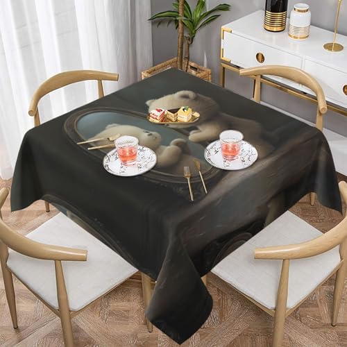WZYWHJ Quadratische dekorative Tischdecke, 152,4 x 152,4 cm, waschbar, wiederverwendbar, Motiv: Bär im Spiegel WZYWHJ Quadratische dekorative Tischdecke, 152,4 x 152,4 cm, waschbar, wiederverwendbar, Motiv: Bär im Spiegel von WZYWHJ