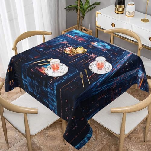 WZYWHJ Quadratische dekorative Tischdecke, 152,4 x 152,4 cm, waschbar, wiederverwendbar, Motiv: Chipbild WZYWHJ Quadratische dekorative Tischdecke, 152,4 x 152,4 cm, waschbar, wiederverwendbar, Motiv: Chipbild von WZYWHJ