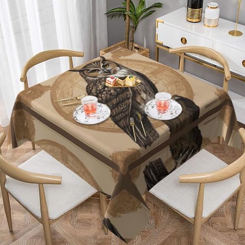 WZYWHJ Quadratische dekorative Tischdecke, 152,4 x 152,4 cm, waschbar, wiederverwendbar, Motiv: Eulen-Motiv WZYWHJ Quadratische dekorative Tischdecke, 152,4 x 152,4 cm, waschbar, wiederverwendbar, Motiv: Eulen-Motiv von WZYWHJ