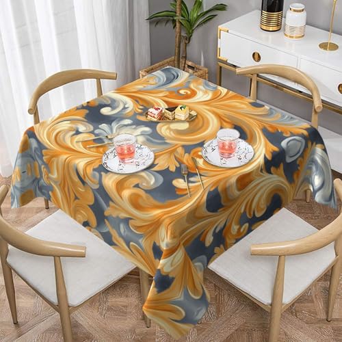 WZYWHJ Quadratische dekorative Tischdecke, 152,4 x 152,4 cm, waschbar, wiederverwendbar, Motiv: Goldene Blumen WZYWHJ Quadratische dekorative Tischdecke, 152,4 x 152,4 cm, waschbar, wiederverwendbar, Motiv: Goldene Blumen von WZYWHJ