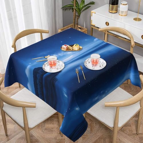WZYWHJ Quadratische dekorative Tischdecke, 152,4 x 152,4 cm, waschbar, wiederverwendbar, Motiv: Meeresspiegel, Motiv: Spätnacht, 152,4 x 152,4 cm WZYWHJ Quadratische dekorative Tischdecke, 152,4 x 152,4 cm, waschbar, wiederverwendbar, Motiv: Meeresspiegel, Motiv: Spätnacht, 152,4 x 152,4 cm von WZYWHJ