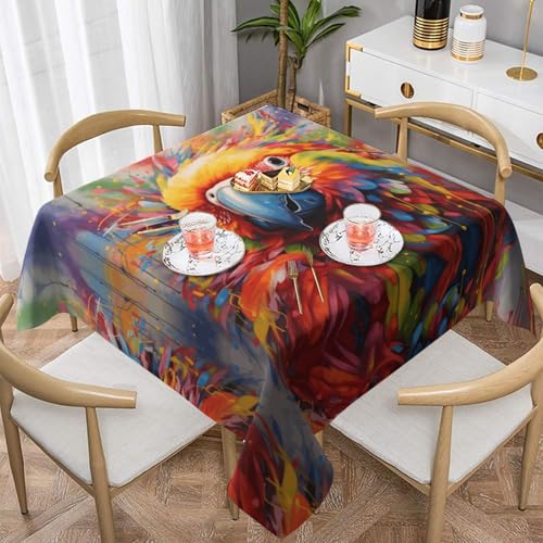 WZYWHJ Quadratische dekorative Tischdecke, 152,4 x 152,4 cm, waschbar, wiederverwendbar, Motiv: Regenbogenpapagei WZYWHJ Quadratische dekorative Tischdecke, 152,4 x 152,4 cm, waschbar, wiederverwendbar, Motiv: Regenbogenpapagei von WZYWHJ