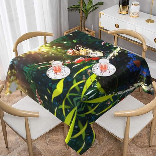 WZYWHJ Quadratische dekorative Tischdecke, 152,4 x 152,4 cm, waschbar, wiederverwendbar, Motiv: Schmetterlinge und Nektarmuster WZYWHJ Quadratische dekorative Tischdecke, 152,4 x 152,4 cm, waschbar, wiederverwendbar, Motiv: Schmetterlinge und Nektarmuster von WZYWHJ
