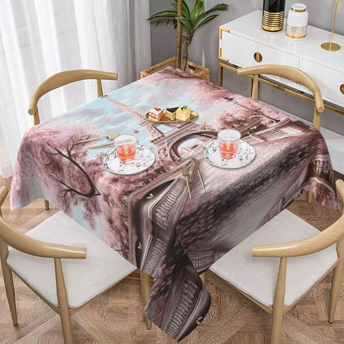 WZYWHJ Quadratische dekorative Tischdecke, 152,4 x 152,4 cm, waschbar, wiederverwendbar, Motiv: rosa Turm WZYWHJ Quadratische dekorative Tischdecke, 152,4 x 152,4 cm, waschbar, wiederverwendbar, Motiv: rosa Turm von WZYWHJ