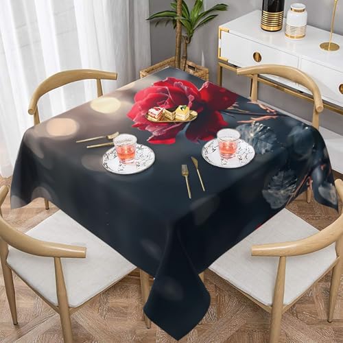 WZYWHJ Quadratische dekorative Tischdecke, 152,4 x 152,4 cm, waschbar, wiederverwendbar, Motiv: rote Rosen WZYWHJ Quadratische dekorative Tischdecke, 152,4 x 152,4 cm, waschbar, wiederverwendbar, Motiv: rote Rosen von WZYWHJ
