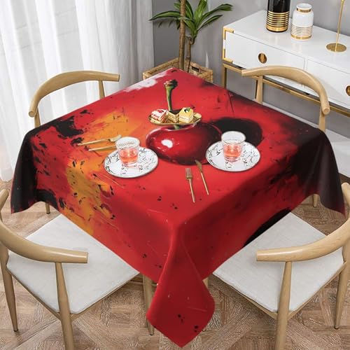 WZYWHJ Quadratische dekorative Tischdecke, 152,4 x 152,4 cm, waschbar, wiederverwendbar, Ölgemälde, Kirschbild WZYWHJ Quadratische dekorative Tischdecke, 152,4 x 152,4 cm, waschbar, wiederverwendbar, Ölgemälde, Kirschbild von WZYWHJ