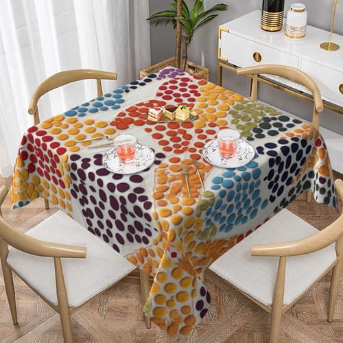 WZYWHJ Quadratische dekorative Tischdecke, 152,4 x 152,4 cm, waschbar, wiederverwendbar, Regenbogen-Punktmuster WZYWHJ Quadratische dekorative Tischdecke, 152,4 x 152,4 cm, waschbar, wiederverwendbar, Regenbogen-Punktmuster von WZYWHJ