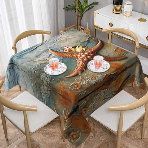 WZYWHJ Quadratische dekorative Tischdecke, 152,4 x 152,4 cm, waschbar, wiederverwendbar, Seestern im Sand, bedruckt WZYWHJ Quadratische dekorative Tischdecke, 152,4 x 152,4 cm, waschbar, wiederverwendbar, Seestern im Sand, bedruckt von WZYWHJ