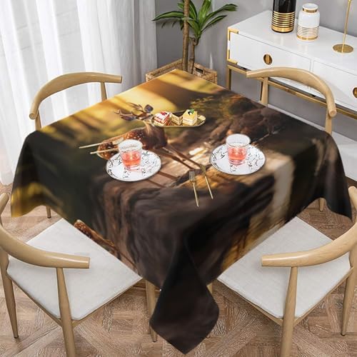 WZYWHJ Quadratische dekorative Tischdecke, 152,4 x 152,4 cm, waschbar, wiederverwendbar, Sika-Hirsch, Trinkwasser, bedruckt WZYWHJ Quadratische dekorative Tischdecke, 152,4 x 152,4 cm, waschbar, wiederverwendbar, Sika-Hirsch, Trinkwasser, bedruckt von WZYWHJ