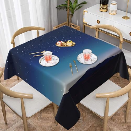 WZYWHJ Quadratische dekorative Tischdecke, 152,4 x 152,4 cm, waschbar, wiederverwendbar, Sternenhimmel-Muster von WZYWHJ
