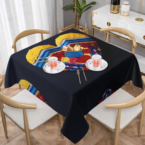 WZYWHJ Quadratische dekorative Tischdecke, 152,4 x 152,4 cm, waschbar, wiederverwendbar, Stickerei, Liebesmuster WZYWHJ Quadratische dekorative Tischdecke, 152,4 x 152,4 cm, waschbar, wiederverwendbar, Stickerei, Liebesmuster von WZYWHJ