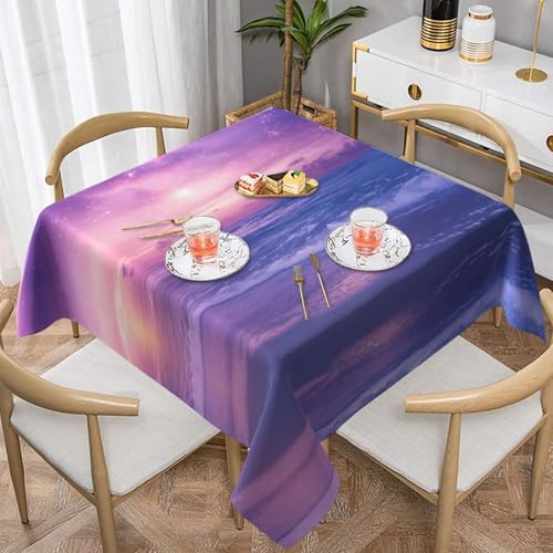 WZYWHJ Quadratische dekorative Tischdecke, 152,4 x 152,4 cm, waschbar, wiederverwendbar, Strandbild, Violett WZYWHJ Quadratische dekorative Tischdecke, 152,4 x 152,4 cm, waschbar, wiederverwendbar, Strandbild, Violett von WZYWHJ